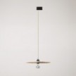 Track pendant lamp with UFO double-sided wooden shade