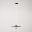 Track pendant lamp with UFO double-sided wooden shade