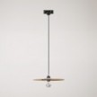 Track pendant lamp with UFO double-sided wooden shade