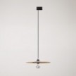 Track pendant lamp with UFO double-sided wooden shade