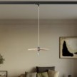 Track pendant lamp with UFO double-sided wooden shade