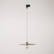 Track pendant lamp with UFO double-sided wooden shade