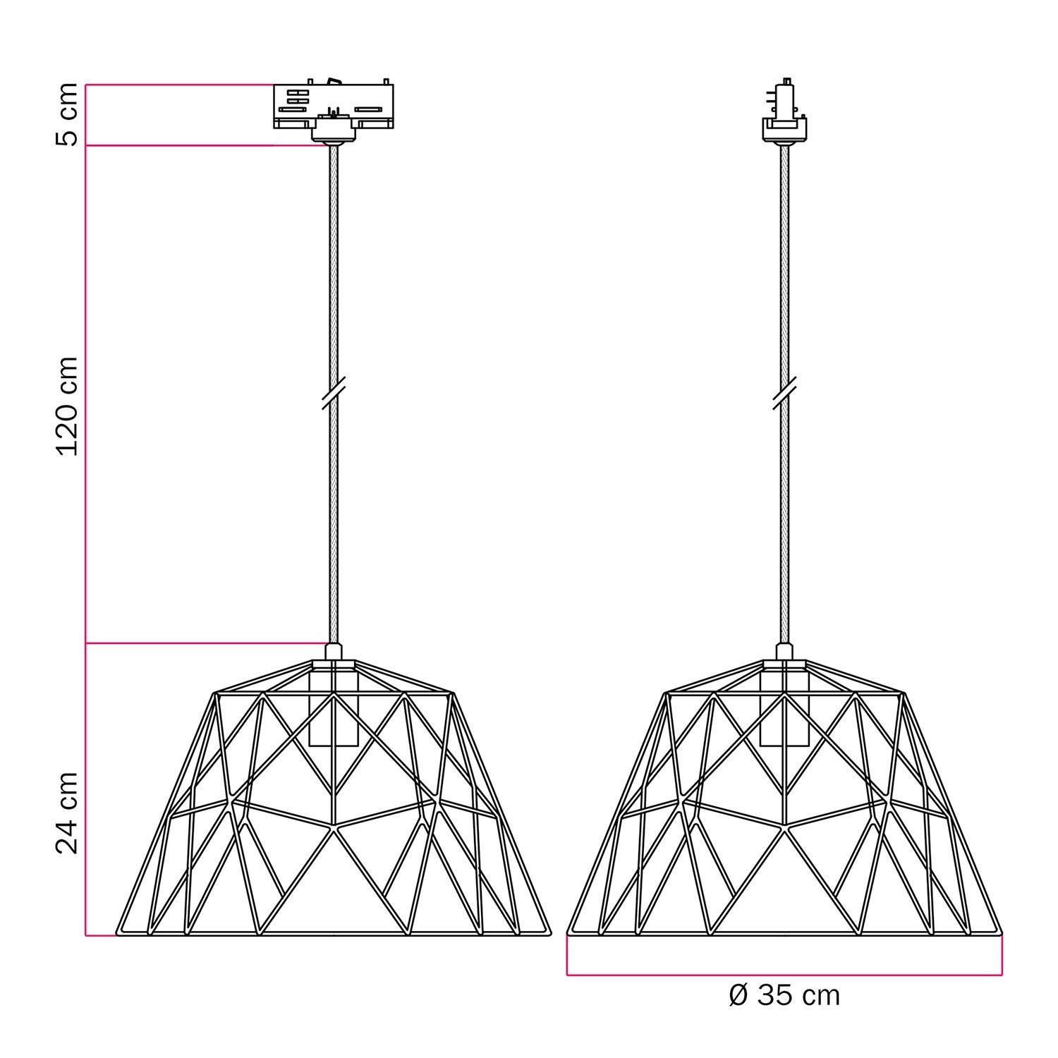 Lámpara colgante con pantalla Dome para carril