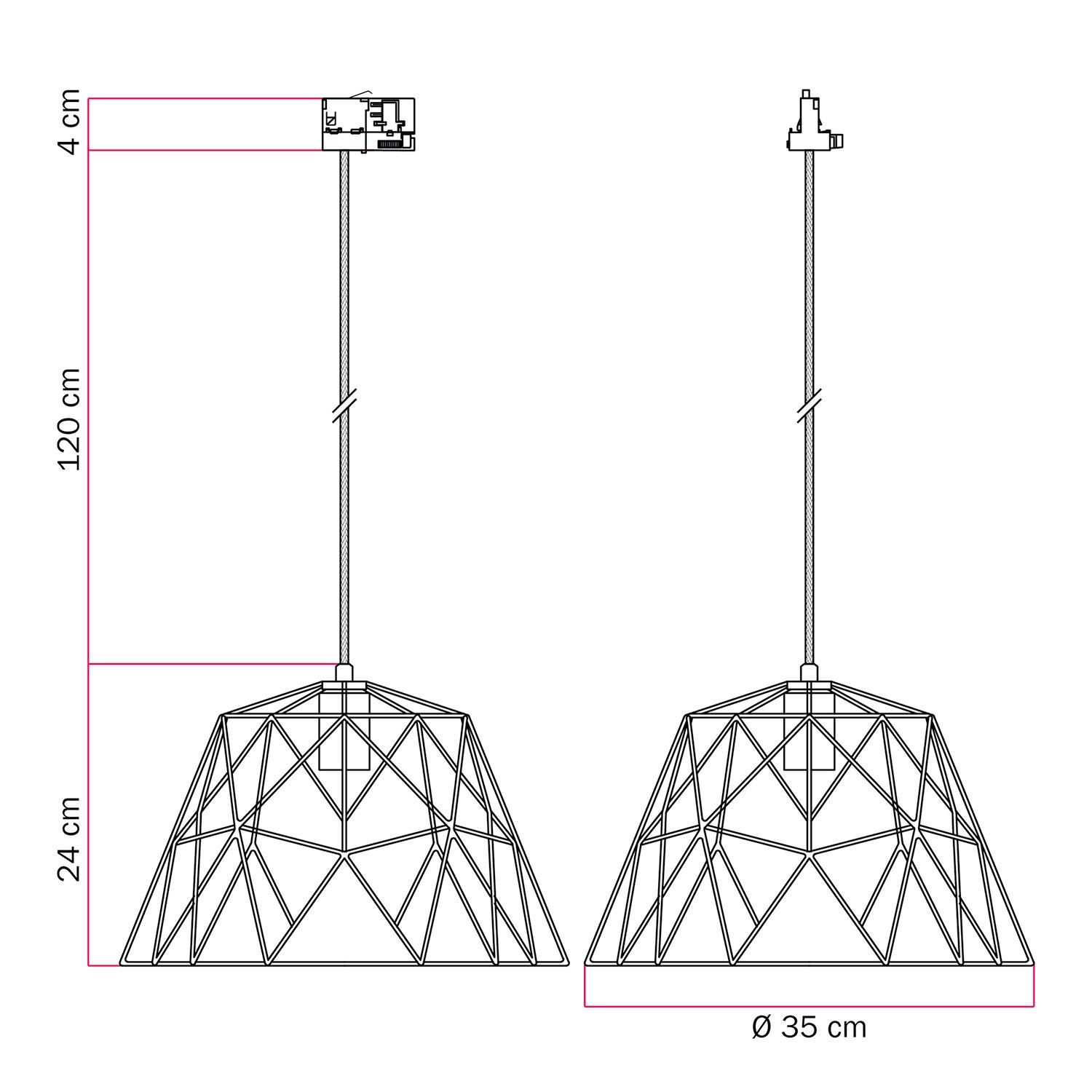 Dome pendant lamp for tracks