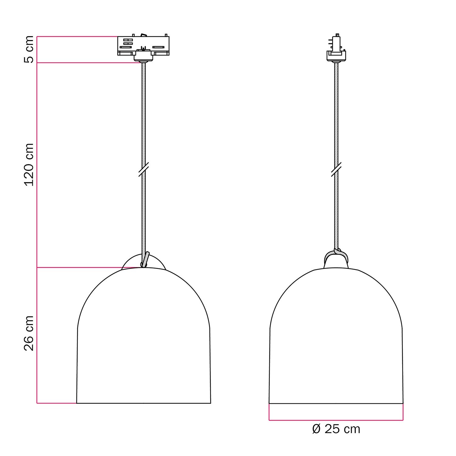 Suspensión para carril con pantalla cerámica Campana M