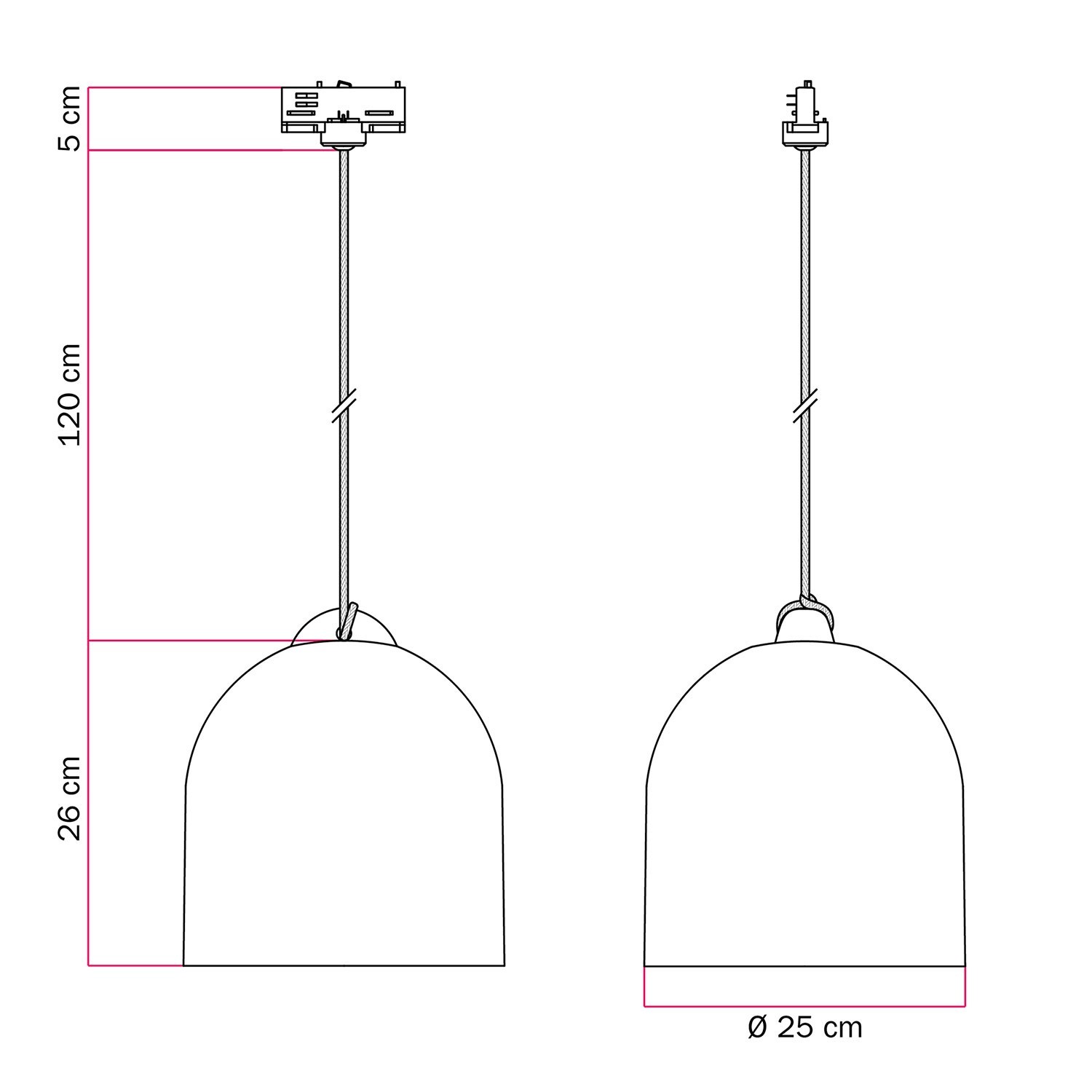 Suspensión para carril con pantalla cerámica Campana M