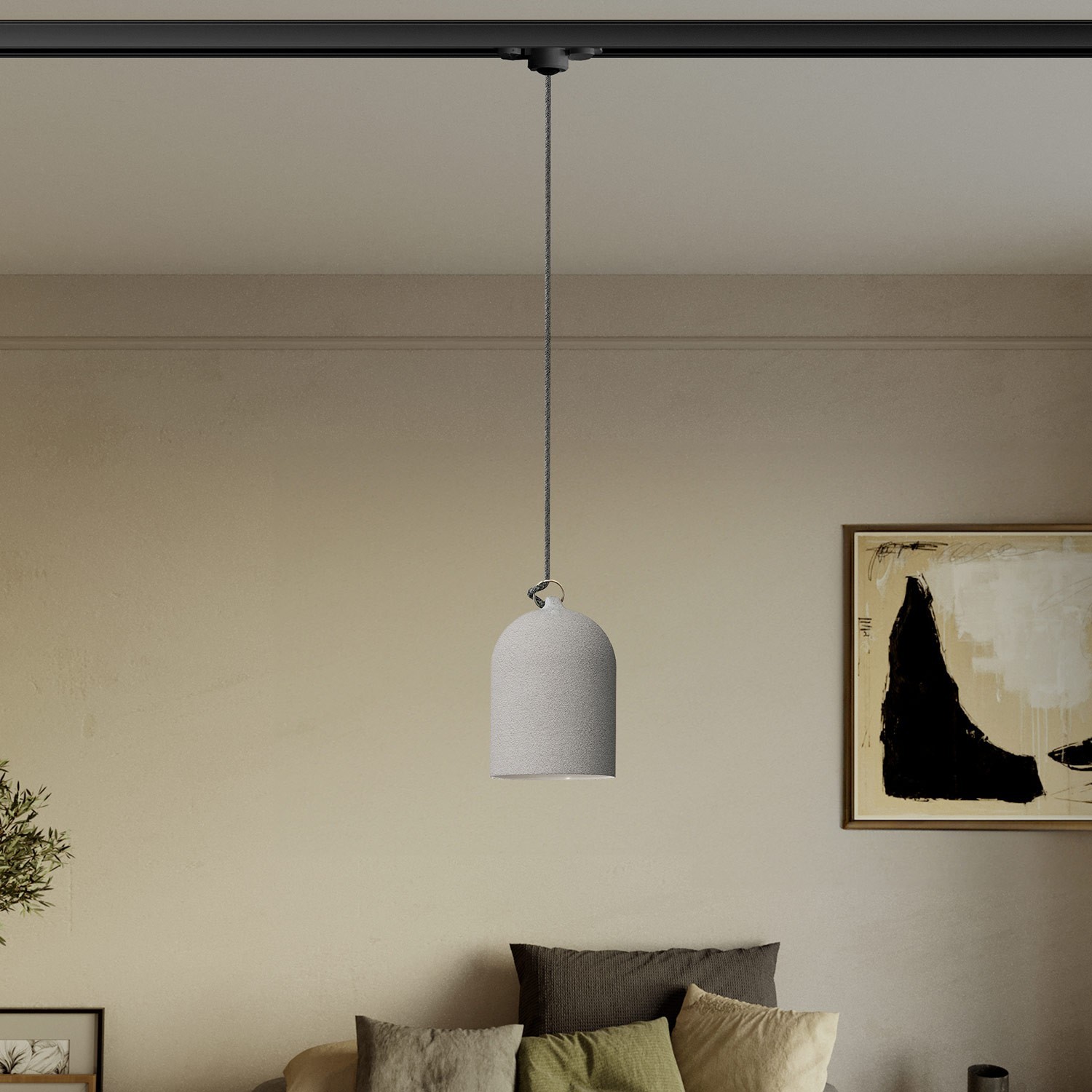 Track pendant with ceramic mini Campana lampshade