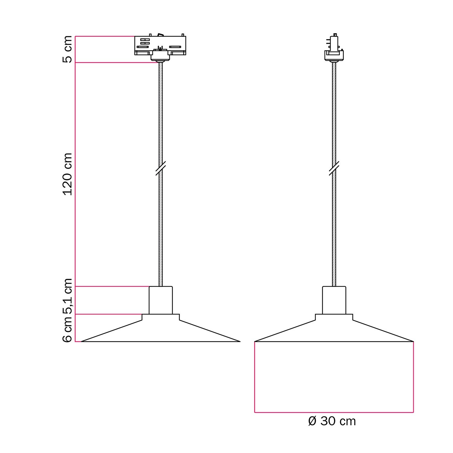 Lámpara colgante con pantalla Swing Pastel para sistema sobre carril