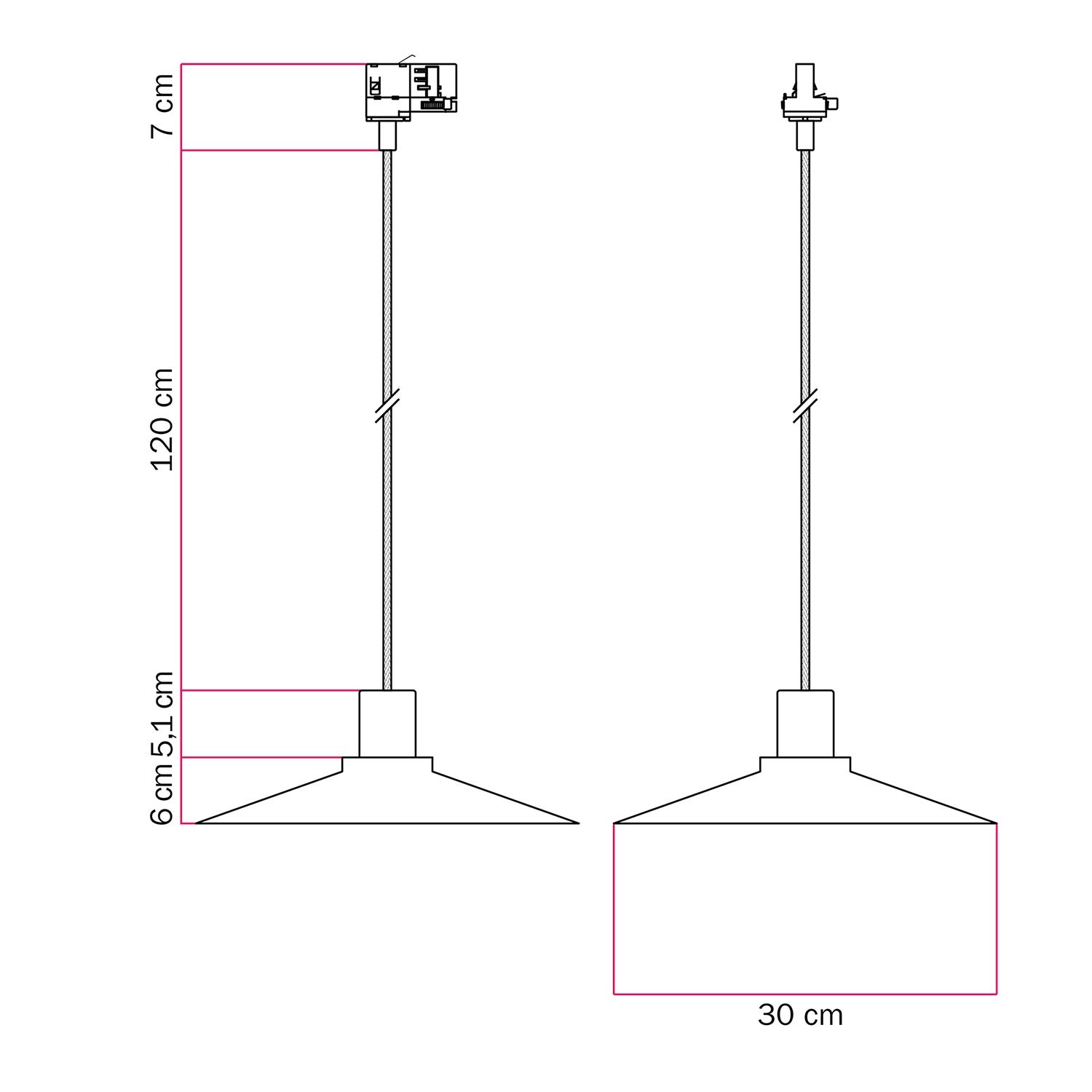 Lámpara colgante con pantalla Swing Pastel para sistema sobre carril