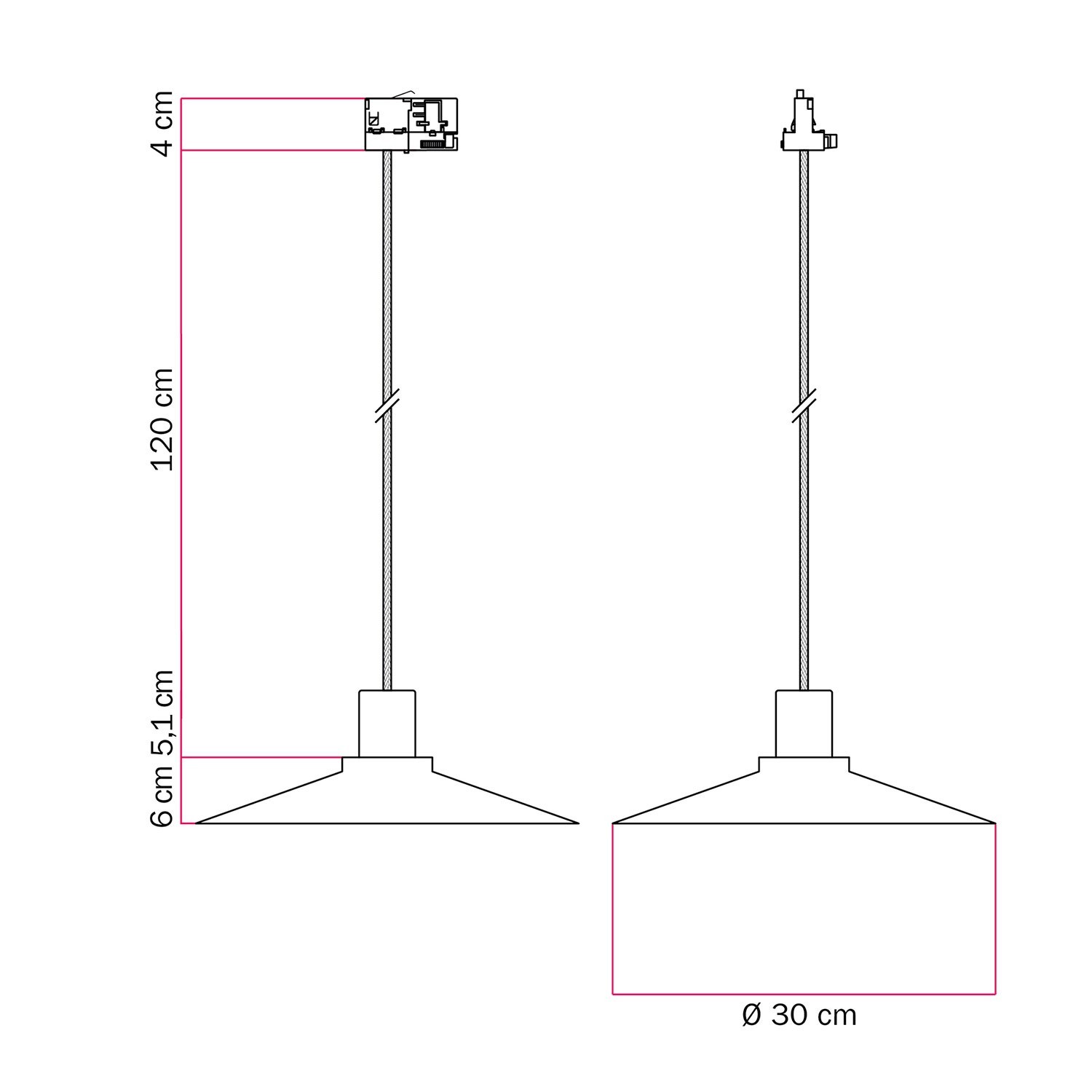 Lámpara colgante con pantalla Swing Pastel para sistema sobre carril