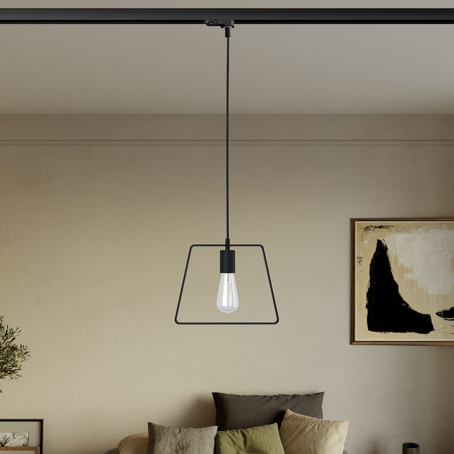 Pendant lamp with Duedì shade Track base