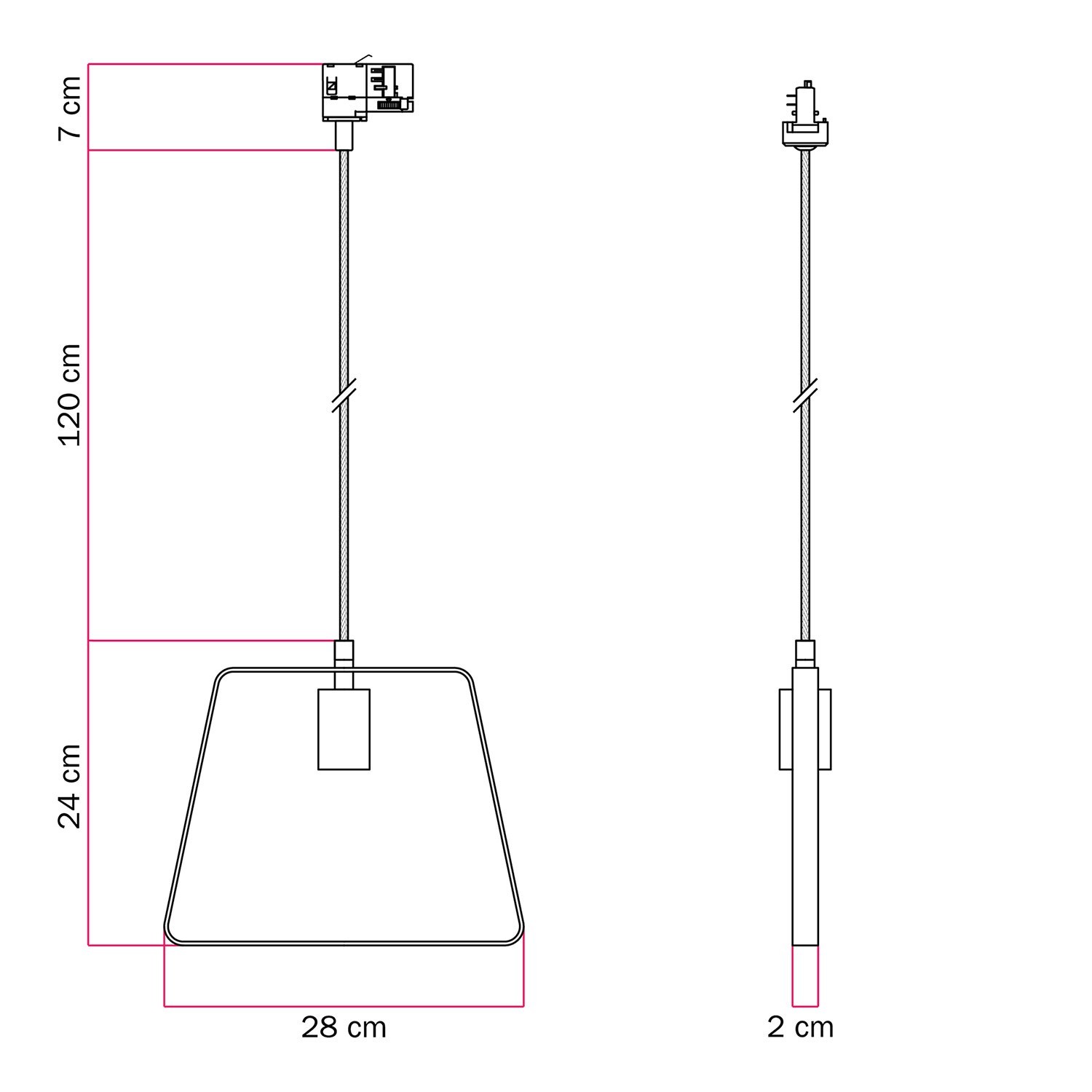 Pendant lamp with Duedì shade Track base