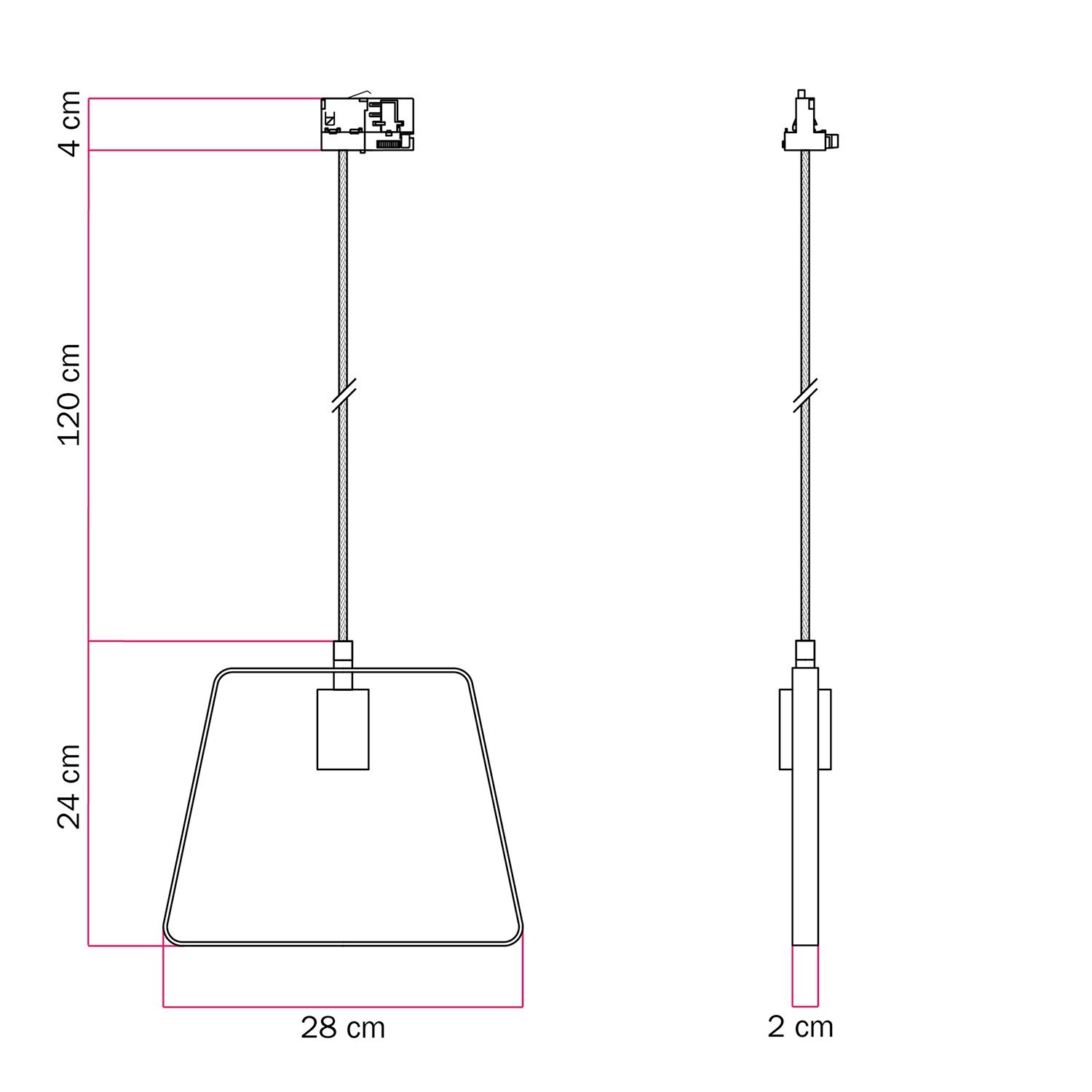 Lámpara colgante con pantalla Duedì Base para carril