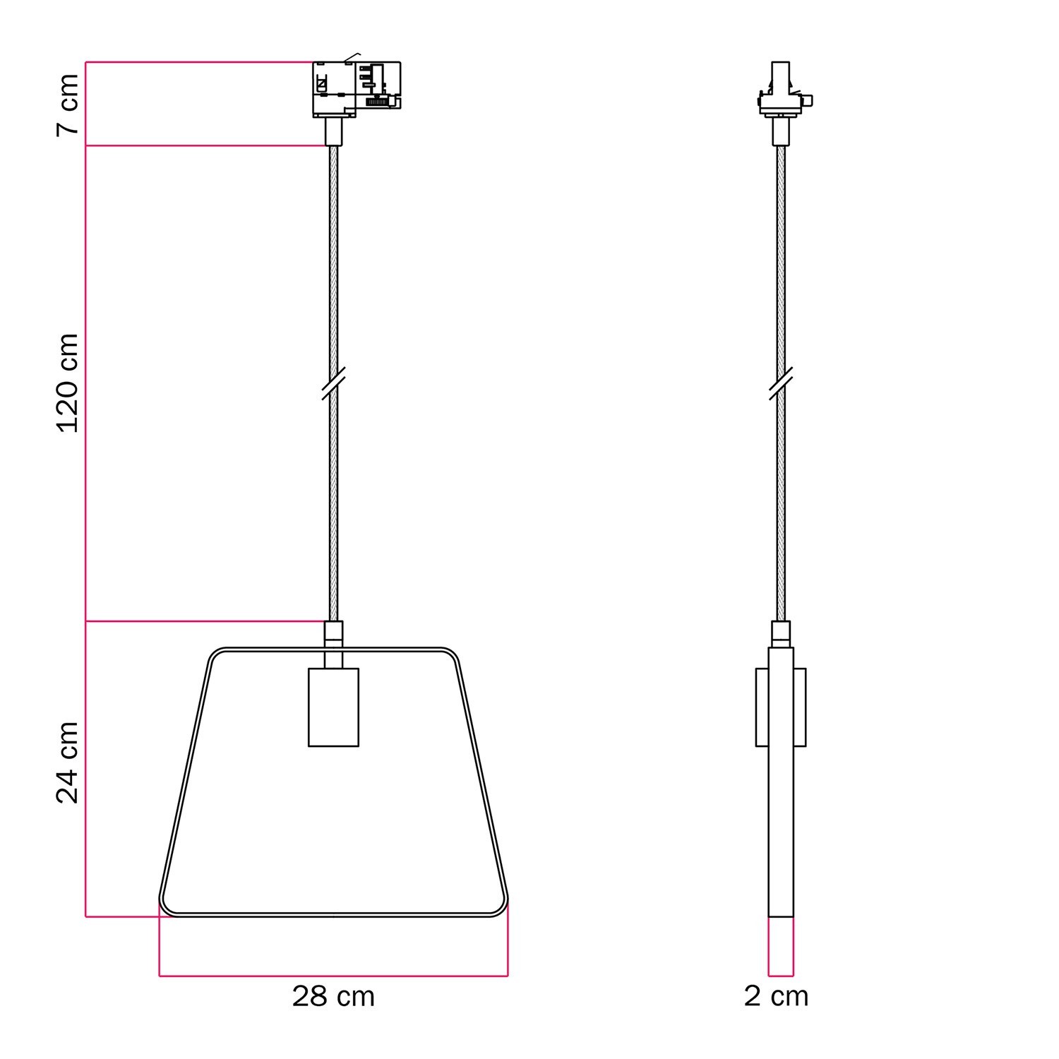 Pendant lamp with Duedì shade Track base