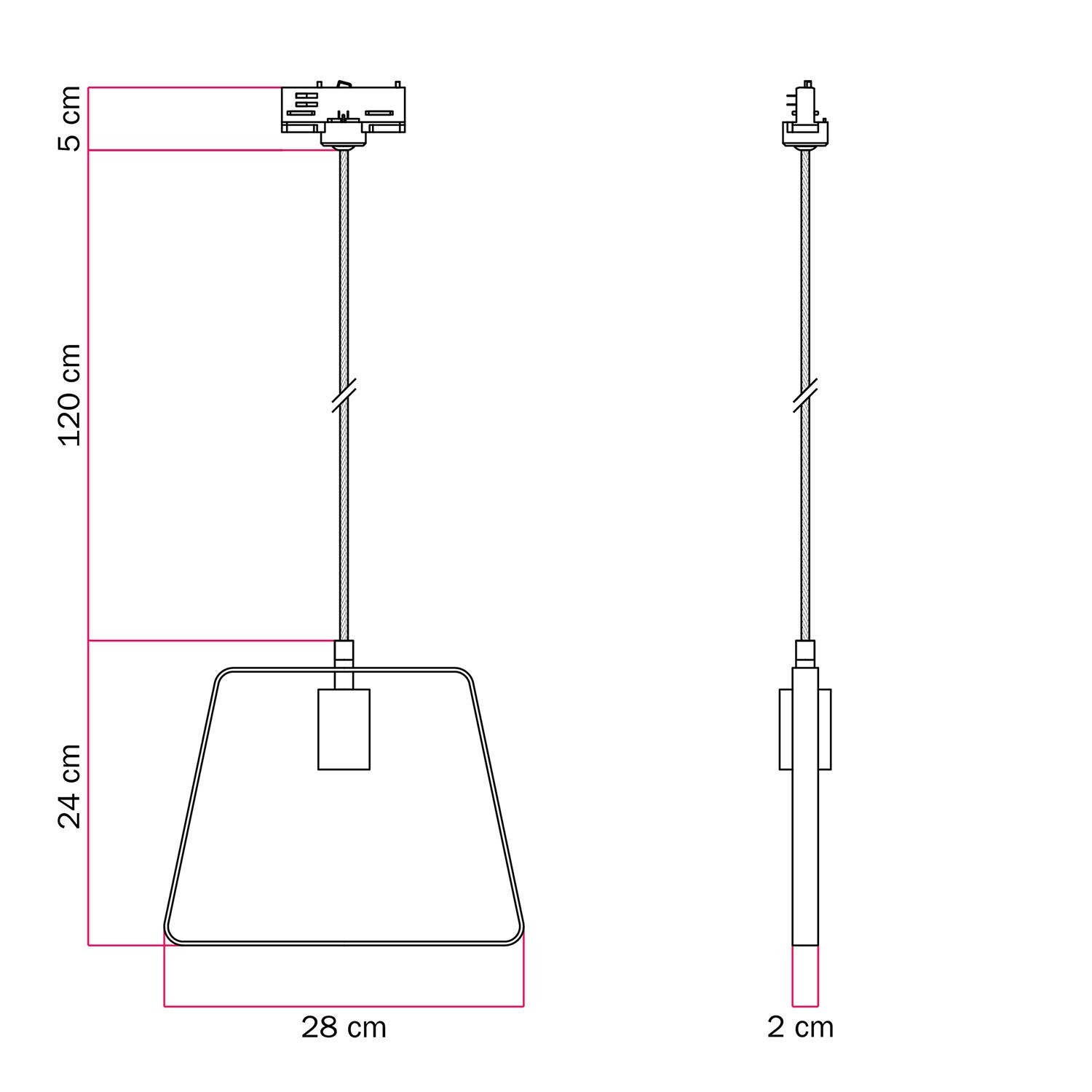 Lámpara colgante con pantalla Duedì Base para carril