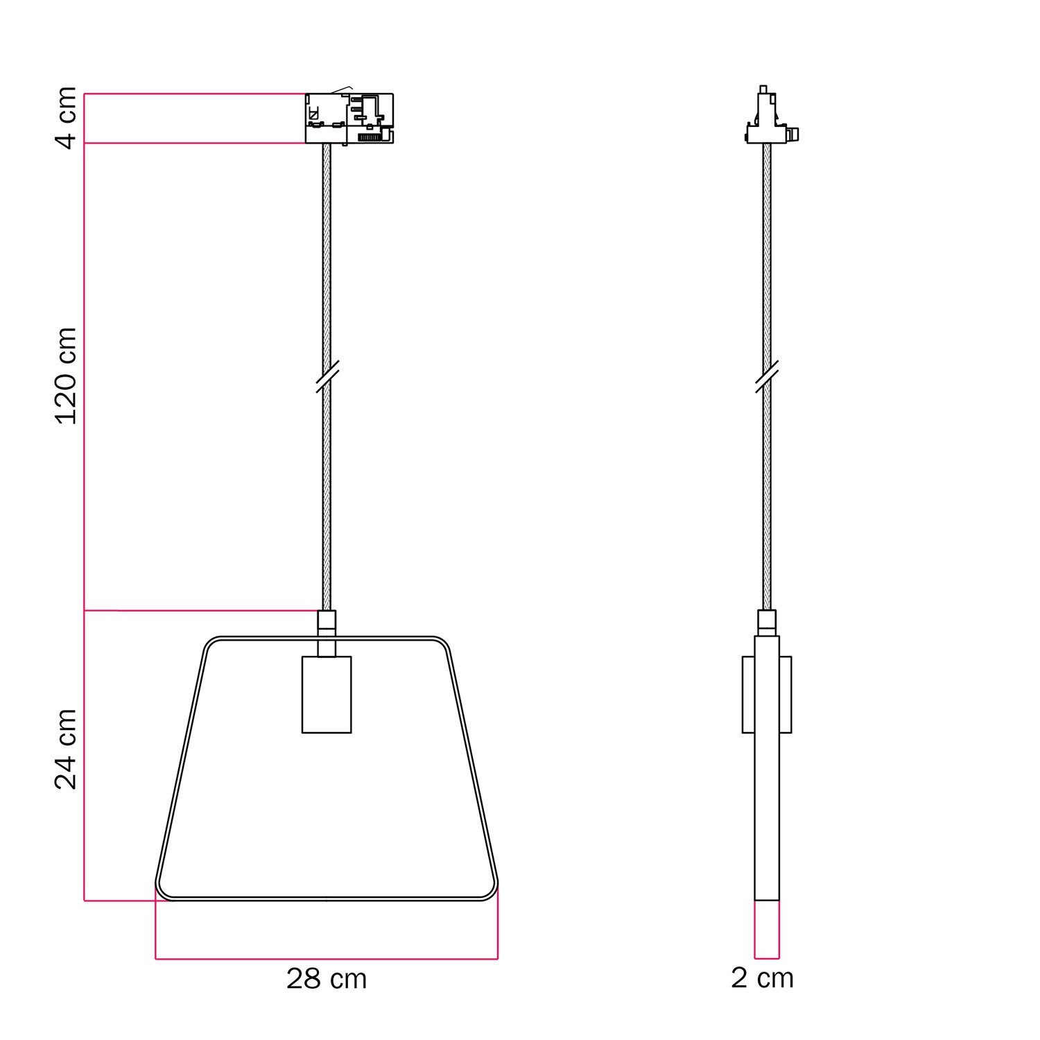 Lámpara colgante con pantalla Duedì Base para carril