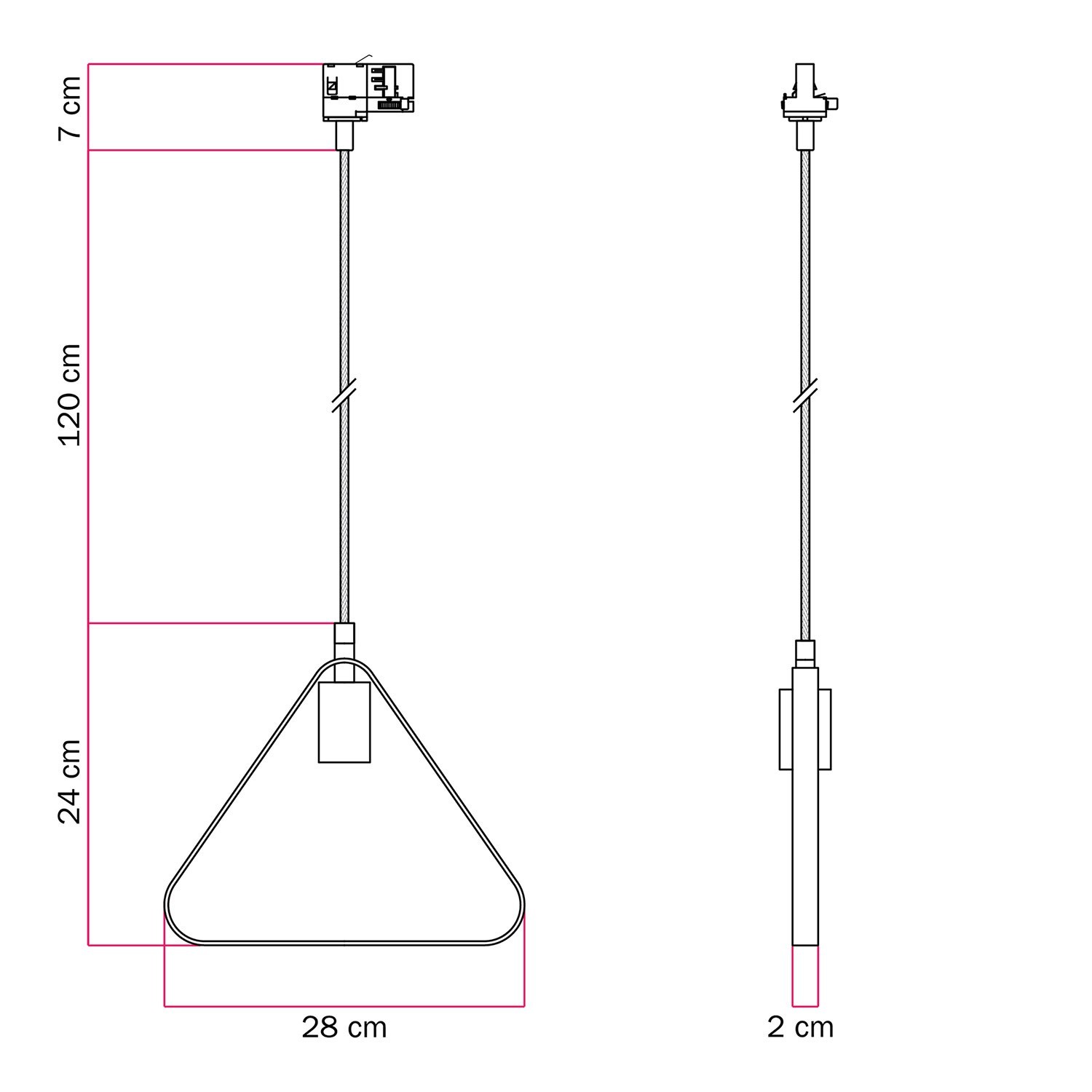 Lámpara de suspensión con pantalla Duedì Apex para carril