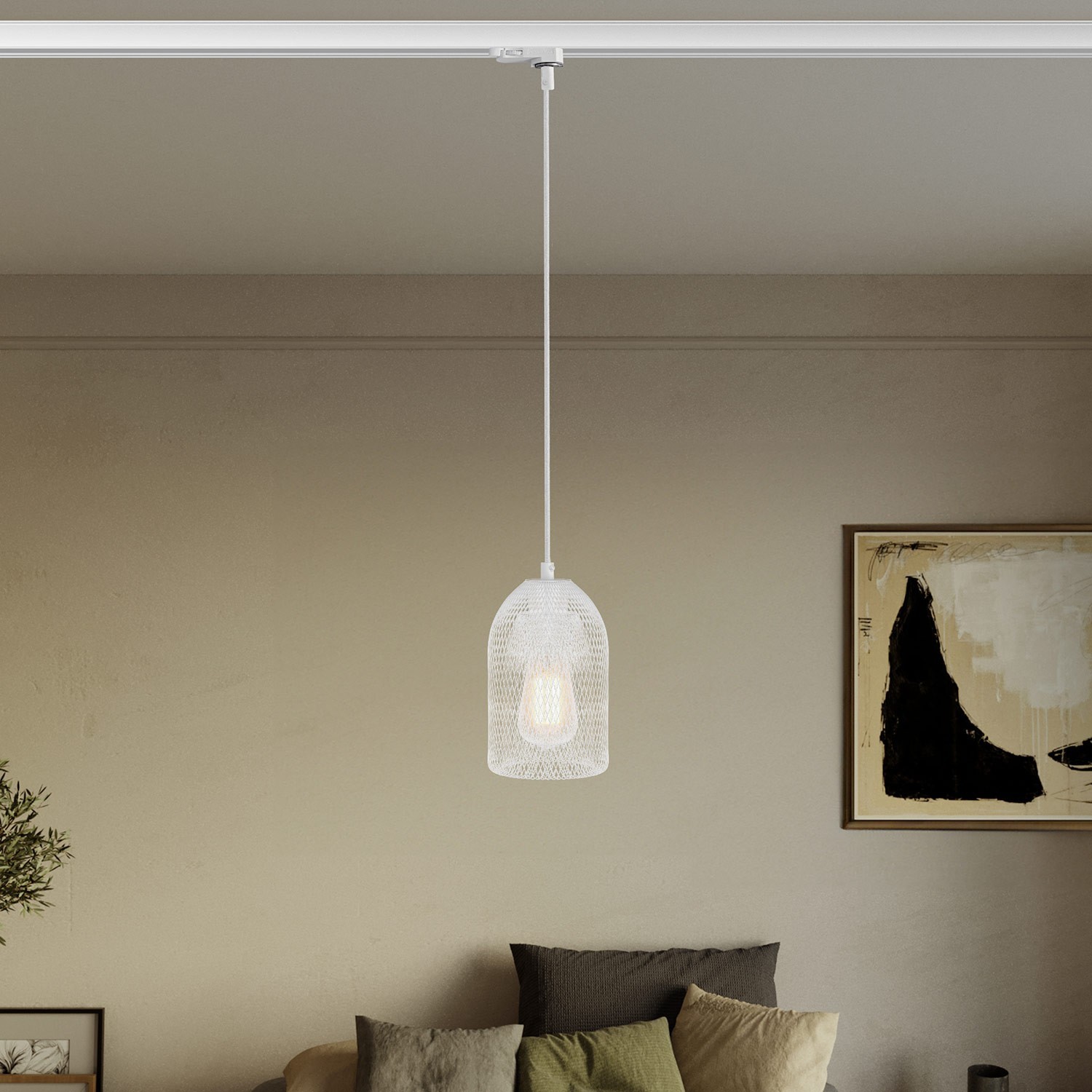 Ghostbell pendant lamp with shade for track