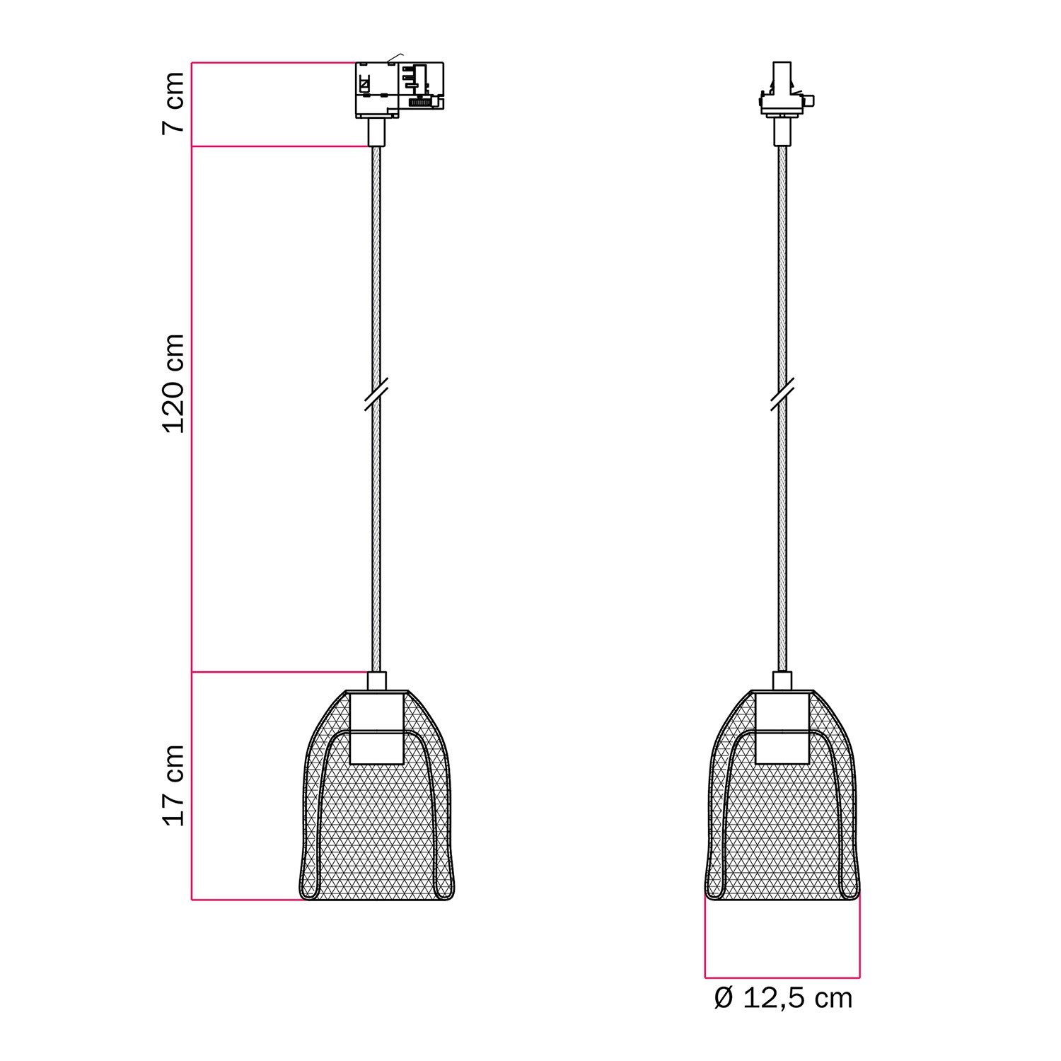 Lámpara colgante Ghostbell con pantalla para carril