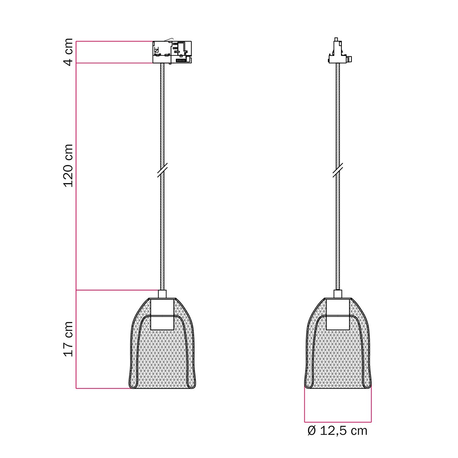 Ghostbell pendant lamp with shade for track