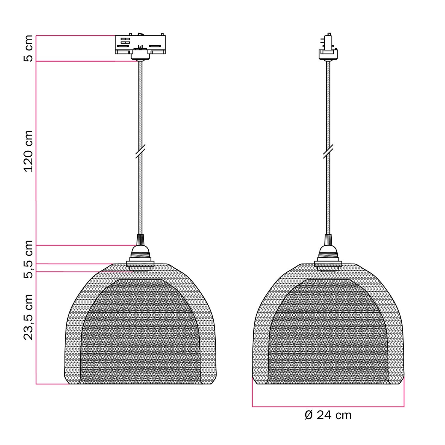 Ghostbell XL caged shade pendant for tracks