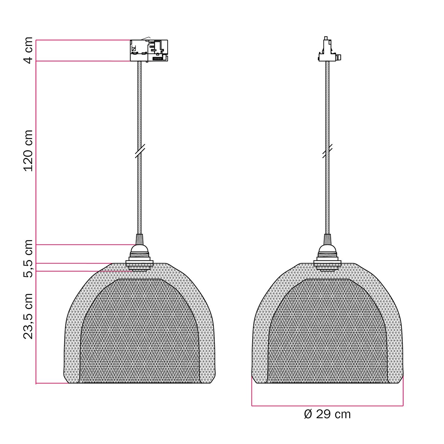 Ghostbell XL caged shade pendant for tracks