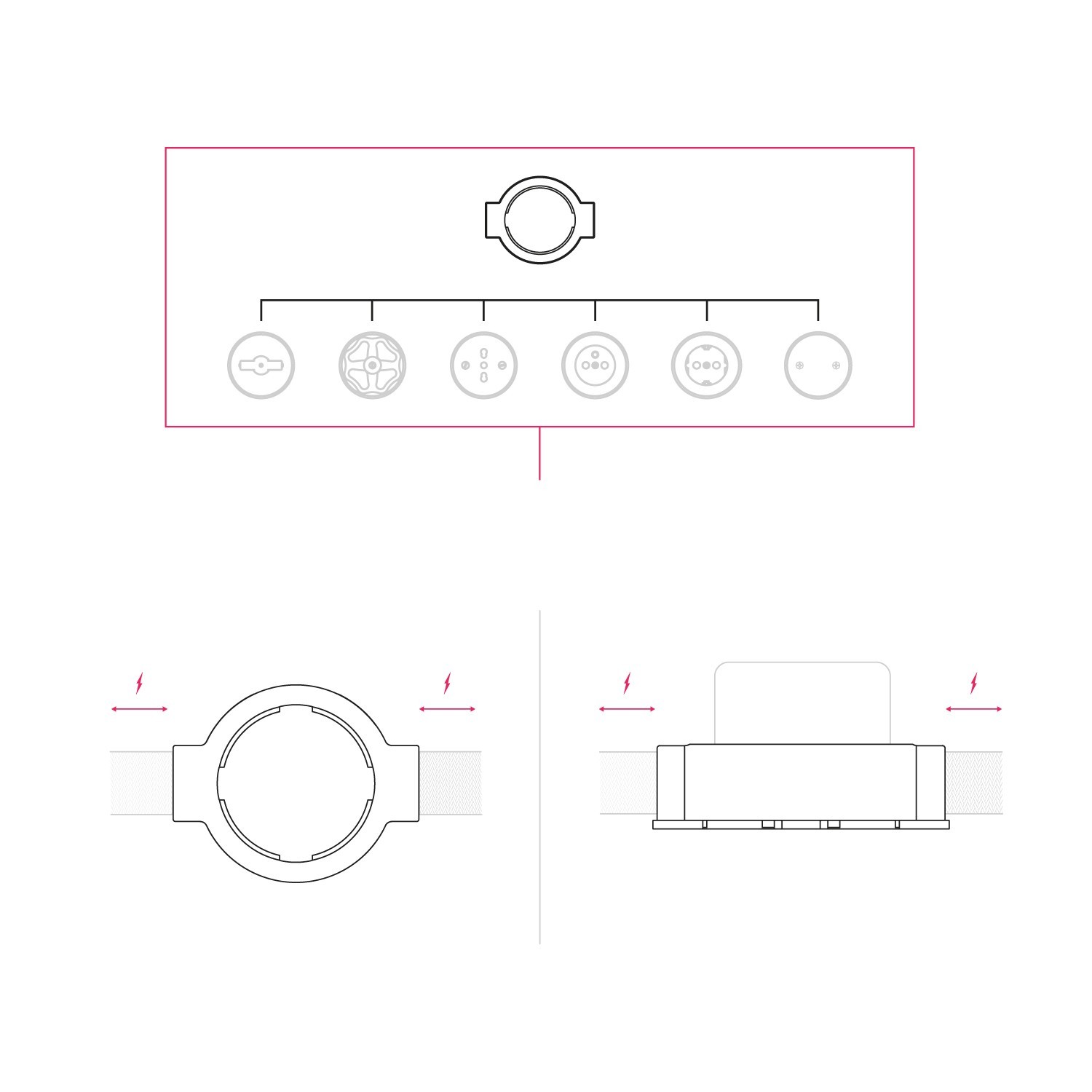 Base de porcelana para toma de corriente e interruptor/desviador compatible con Creative-Tubes - de 1 a 4 salidas