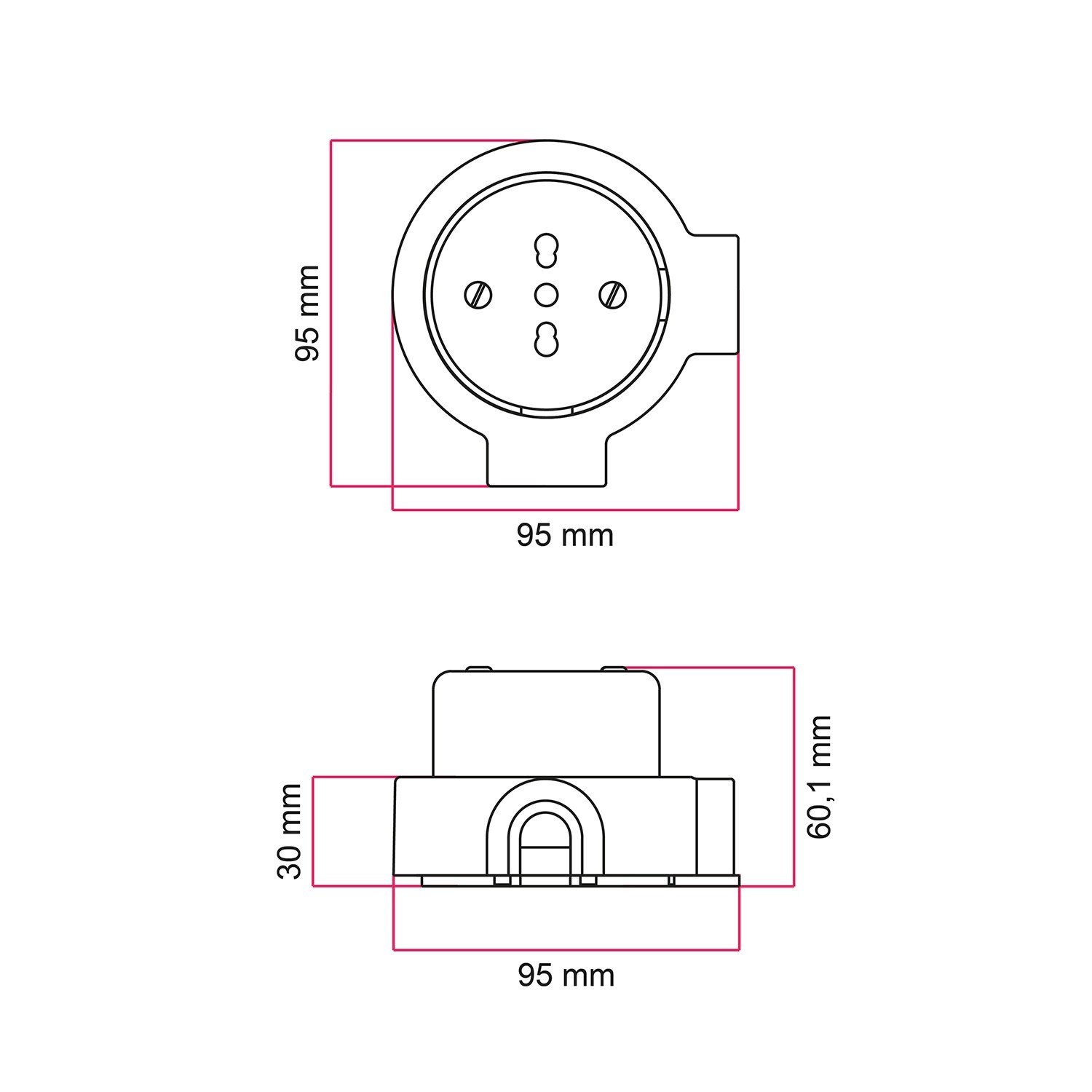 Italian double two-way socket kit 10/16A for wall and base for Creative-Tubes in porcelain