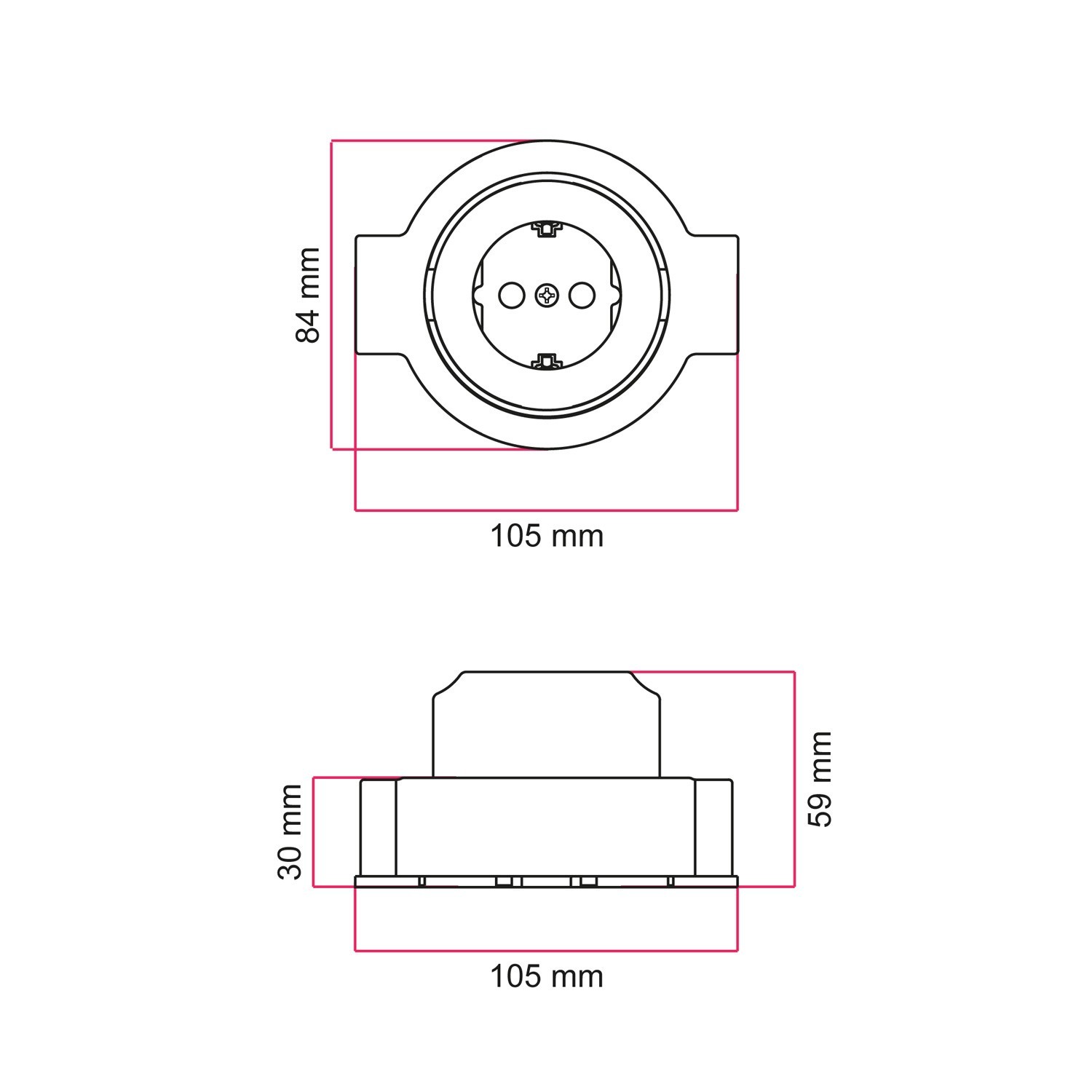 Kit base enchufe schuko para pared y base para Creative-Tubes en porcelana