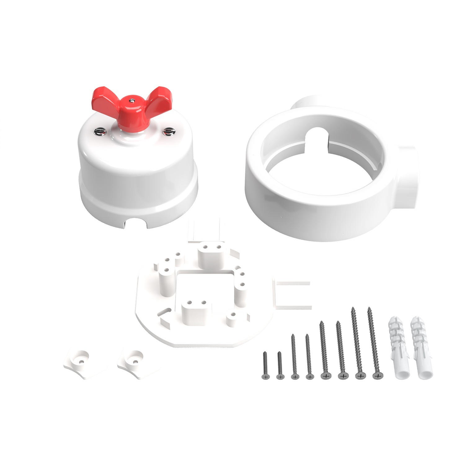 Switch/Diverter kit with butterfly nut and base for Creative-Tubes in white porcelain