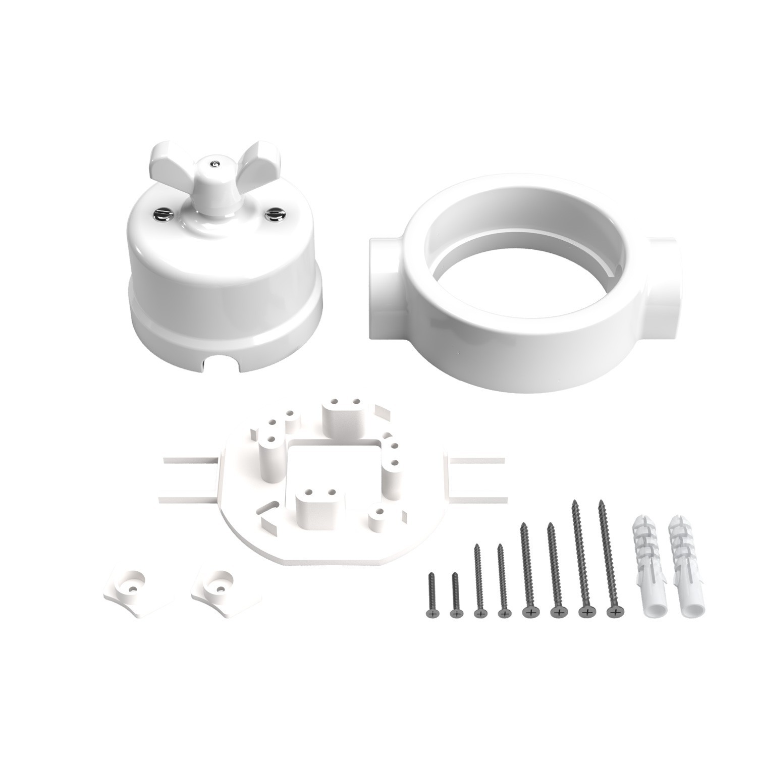 Switch/Diverter kit with butterfly nut and base for Creative-Tubes in white porcelain