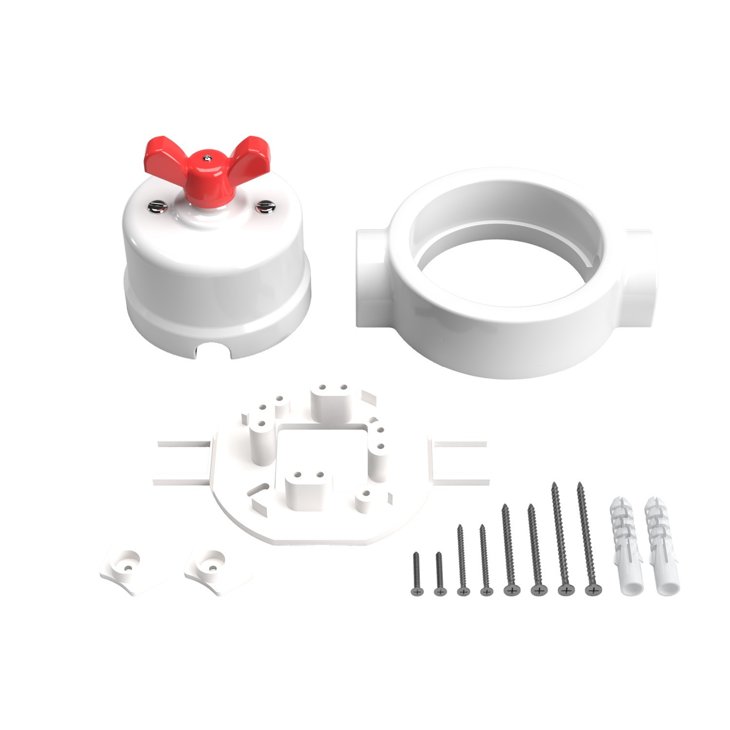 Switch/Diverter kit with butterfly nut and base for Creative-Tubes in white porcelain