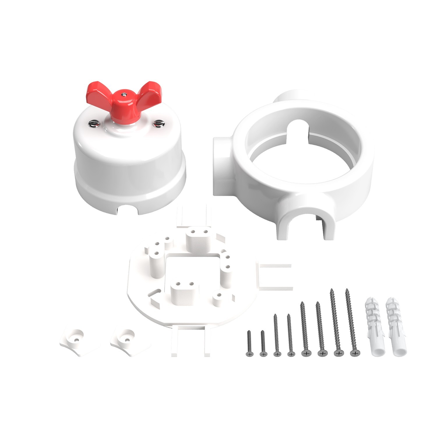 Switch/Diverter kit with butterfly nut and base for Creative-Tubes in white porcelain