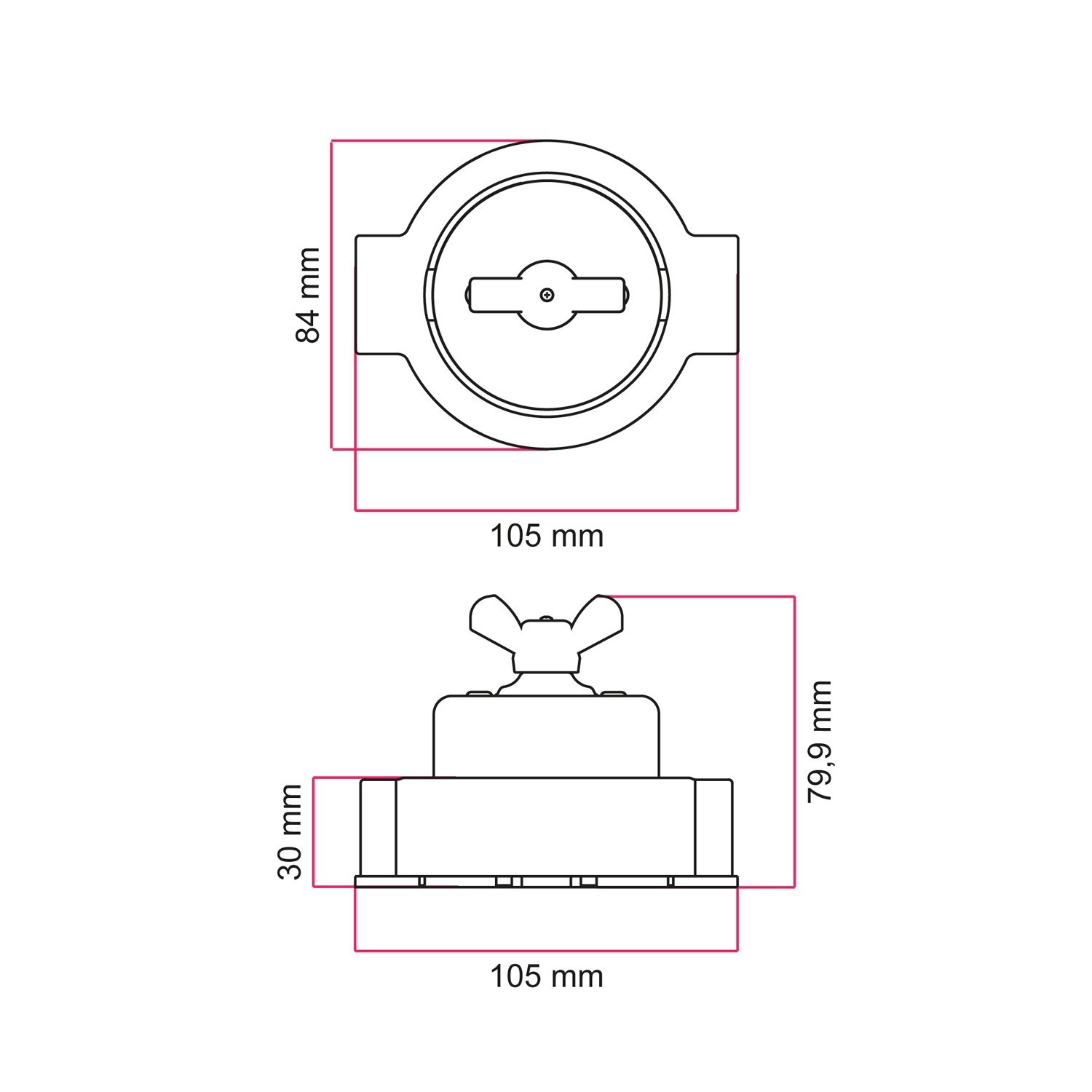 Switch/Diverter kit with butterfly nut and base for Creative-Tubes in white porcelain