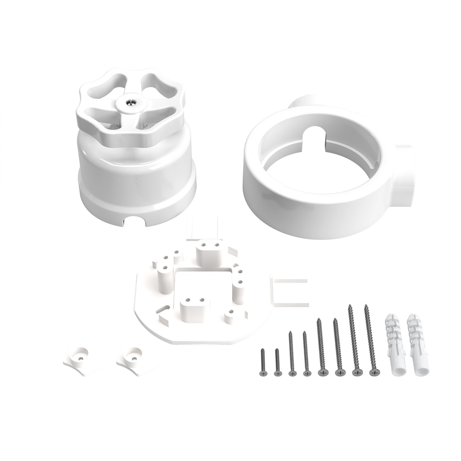 Switch/Diverter kit with knob and base for Creative-Tubes in white porcelain