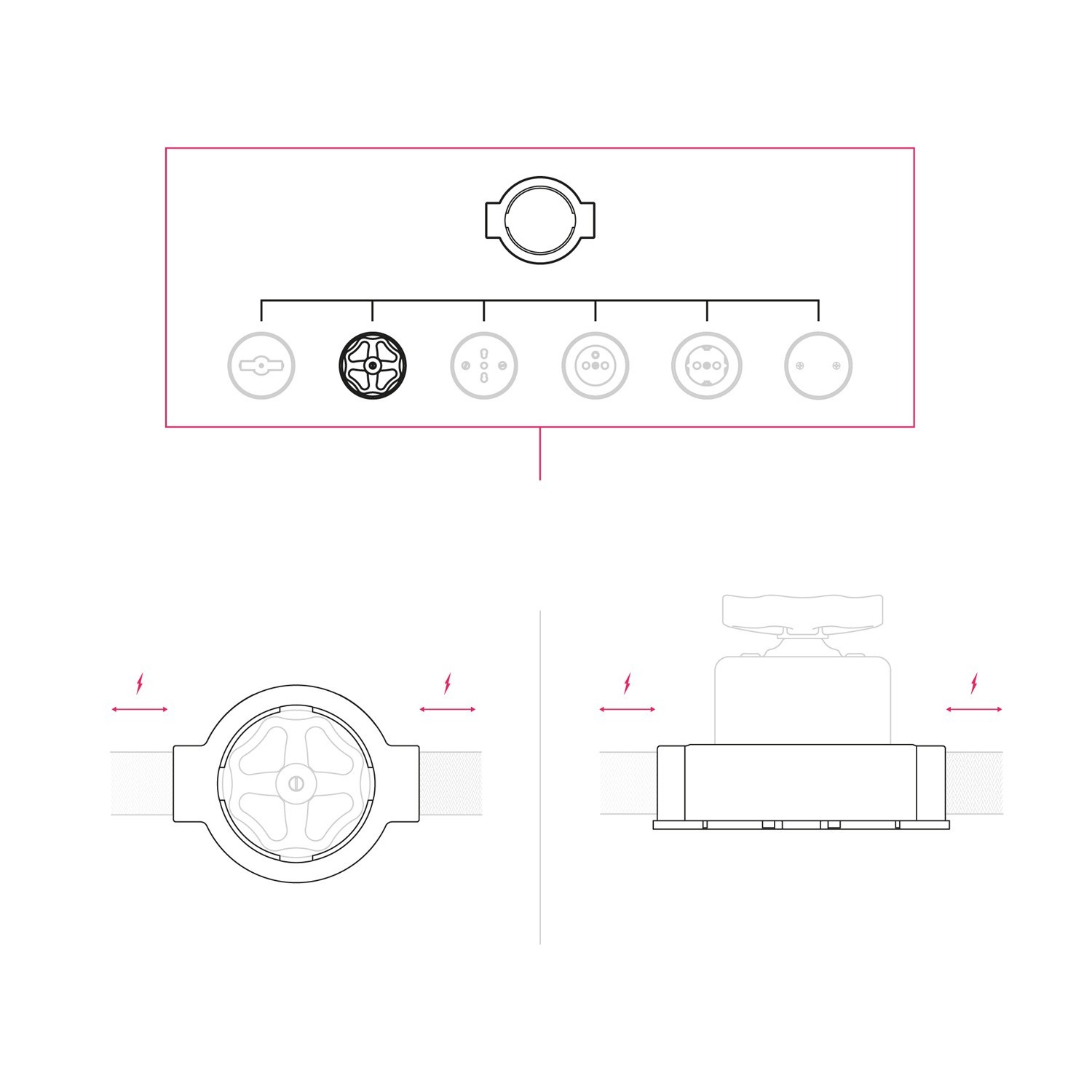 Kit interruptor/desviador con pomo y base para Creative-Tubes en porcelana blanca