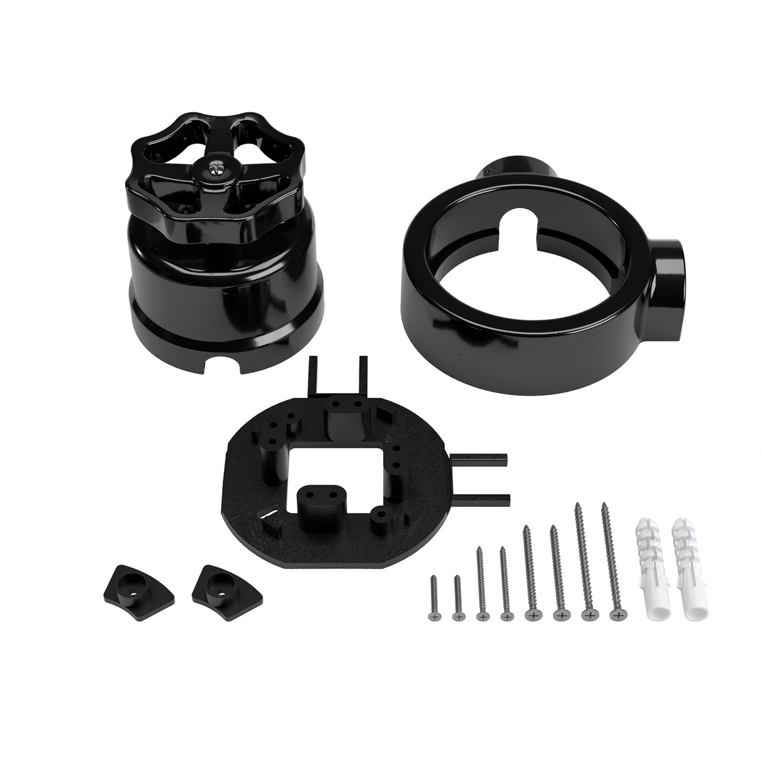 Switch/Diverter kit with knob and base for Creative-Tubes in black porcelain