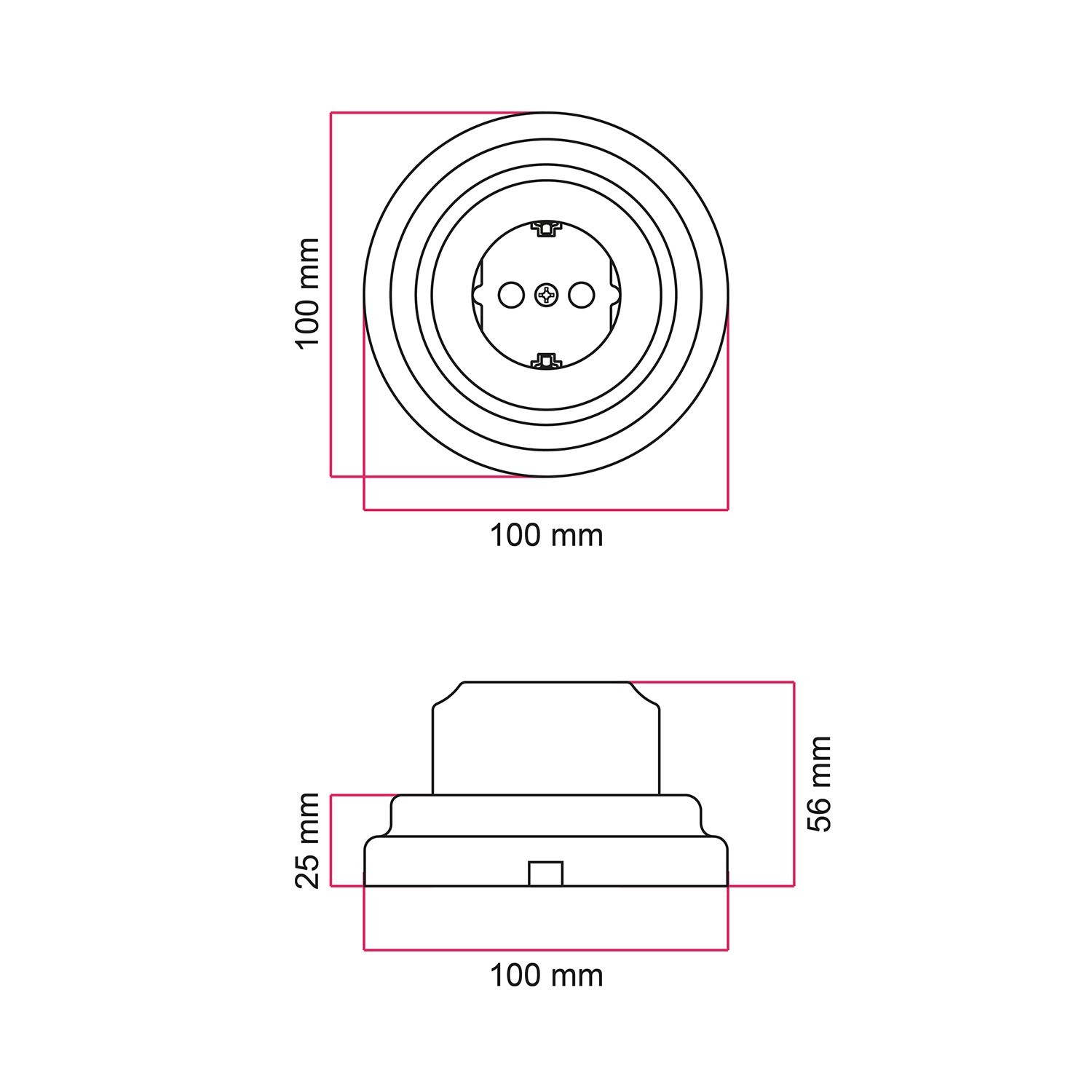 Schuko wall socket kit with porcelain base