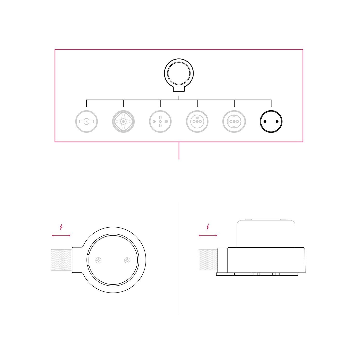 Kit de caja de conexiones y base para Creative-Tubes de porcelana