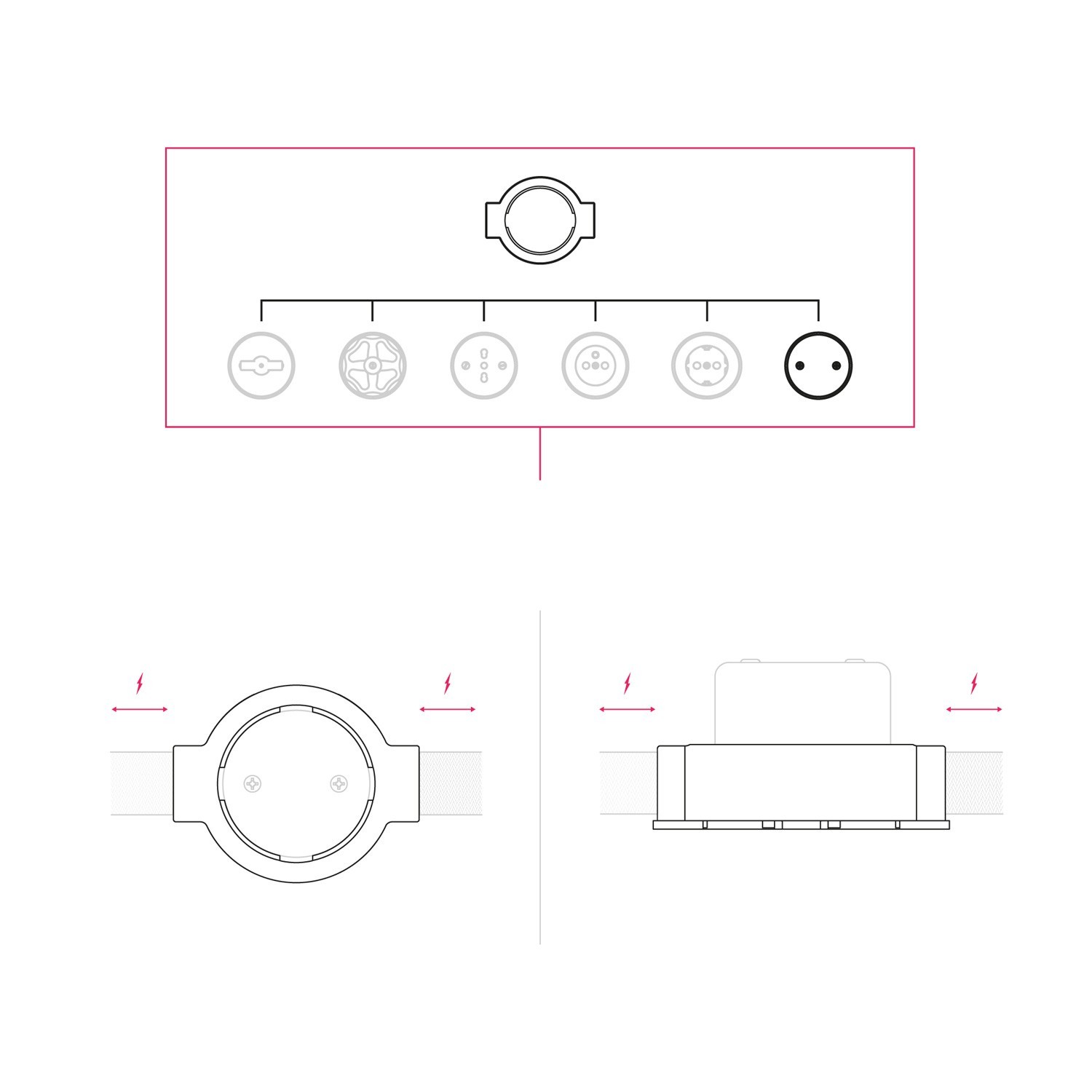 Junction box and base kit for porcelain Creative-Tubes