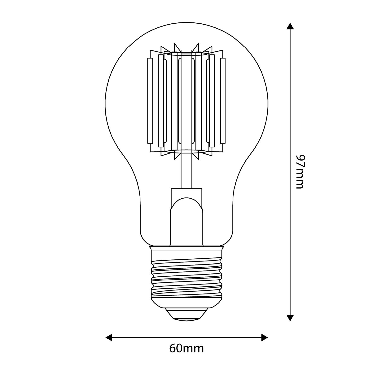 Bombilla LED transparente Lineal B03 Linea 5V Filamento Vertical Gota A60 1,7W E27 Regulable 2500K