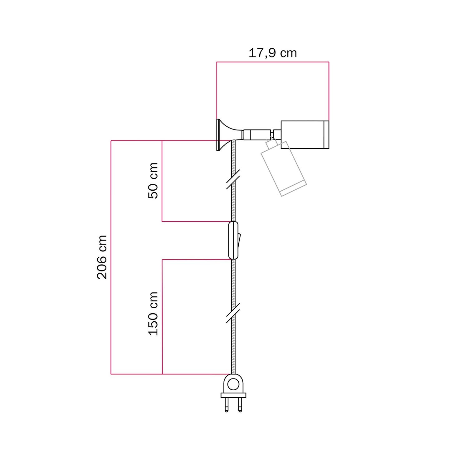 Lámpara de pared MAG-Y con articulación y foco