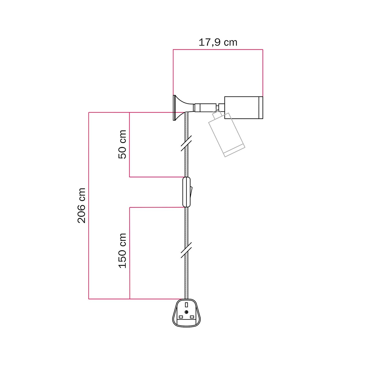 Lámpara de pared MAG-Y con articulación y foco