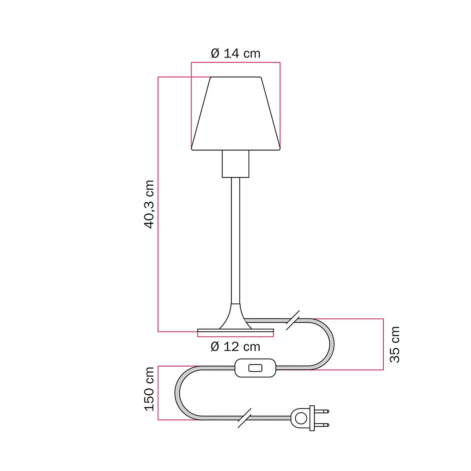 Lámpara de mesa MAG-Y con base redonda de metal y pantalla