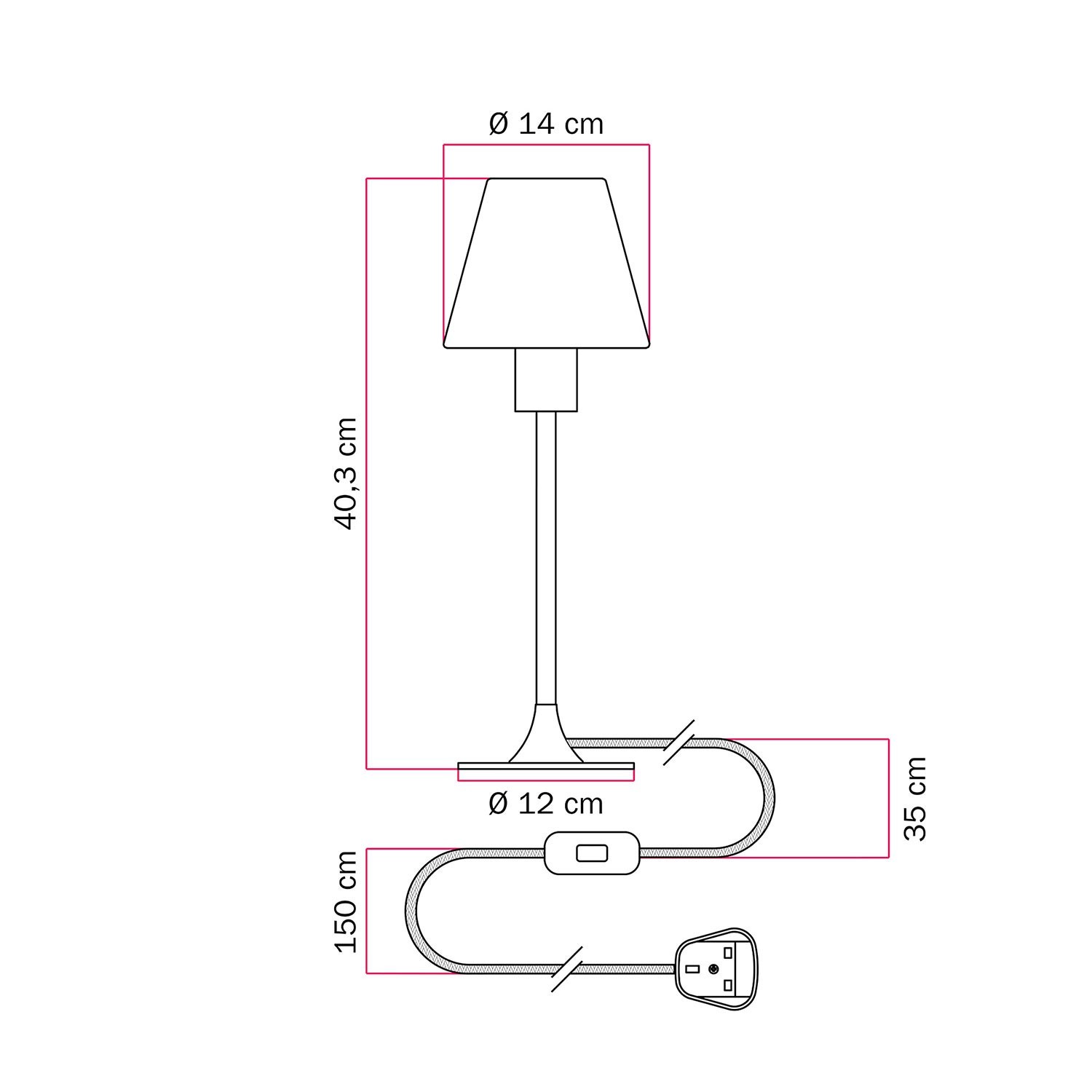 Lámpara de mesa MAG-Y con base redonda de metal y pantalla