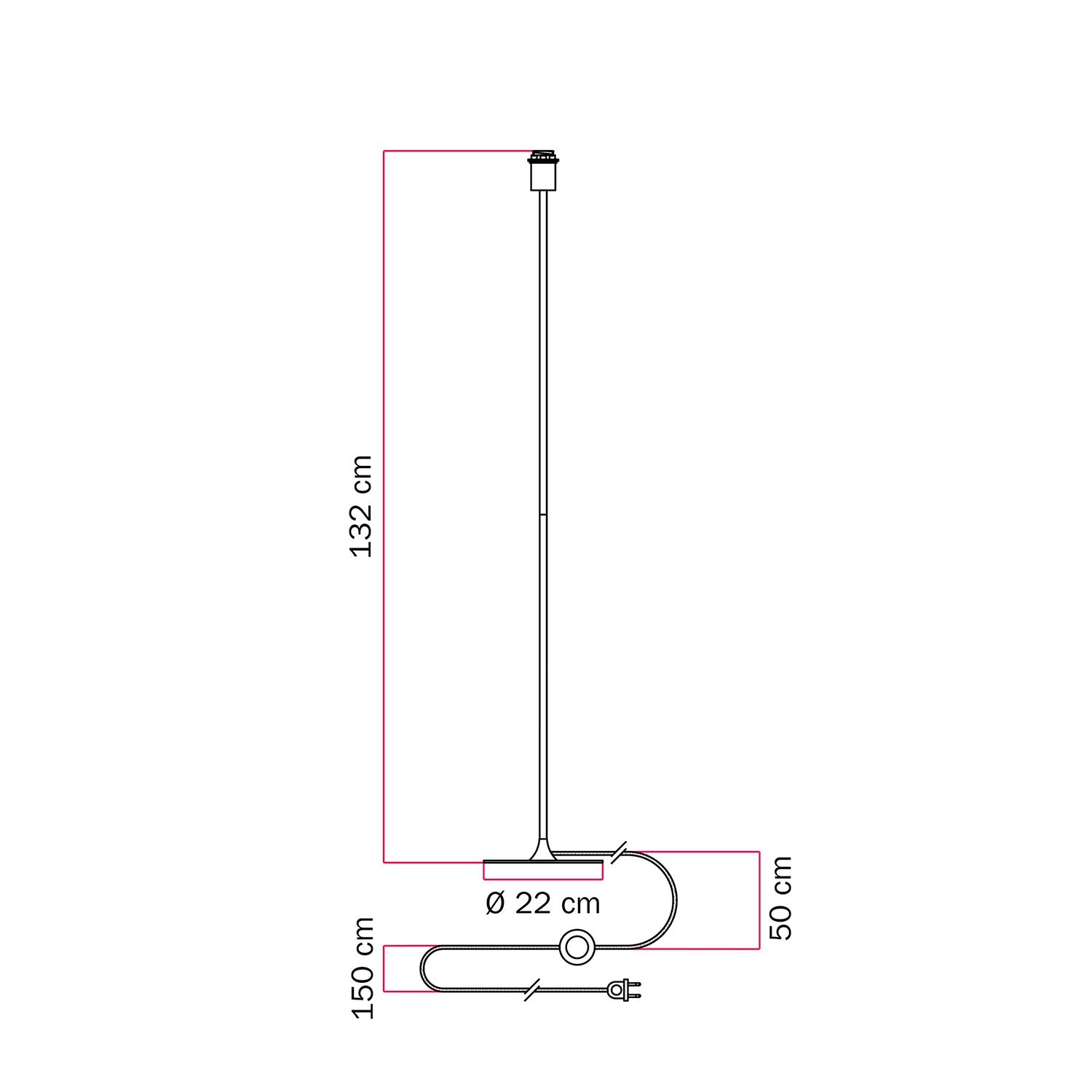 MAG-Y floor lamp with round metal base with fitting for lampshade