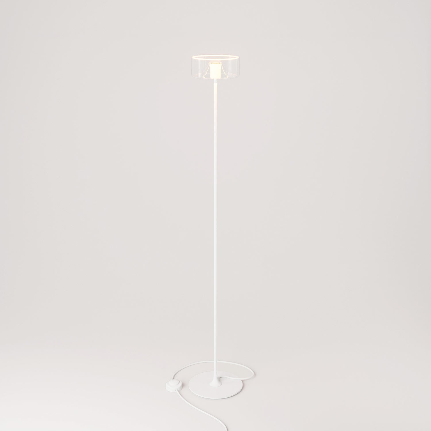 MAG-Y floor lamp with roundmetal base and transparent Ghost bulb