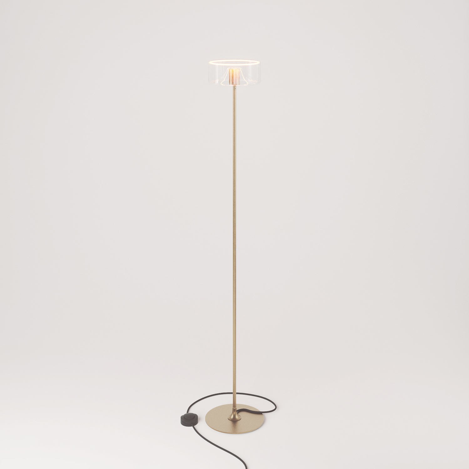 MAG-Y floor lamp with roundmetal base and transparent Ghost bulb