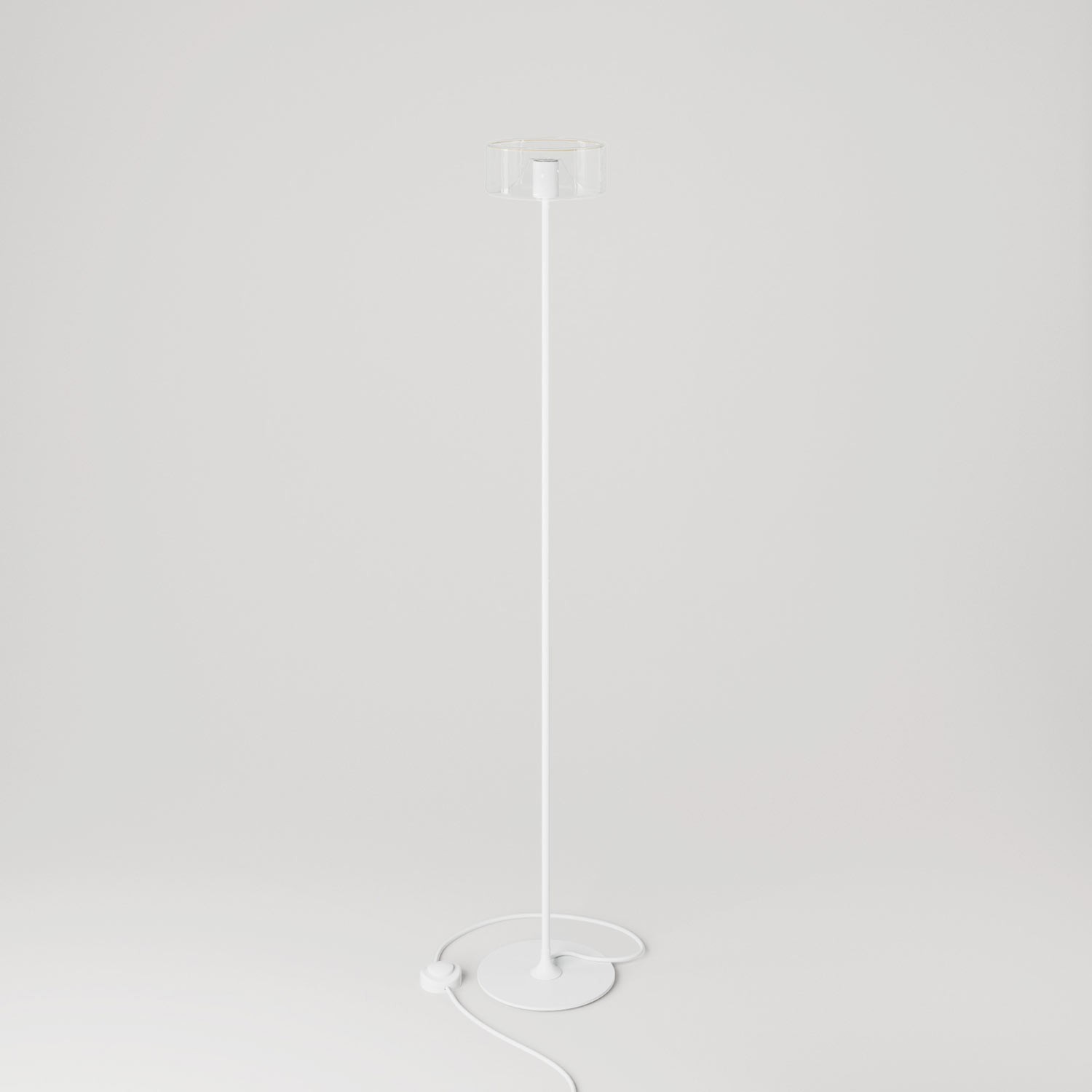 MAG-Y floor lamp with roundmetal base and transparent Ghost bulb