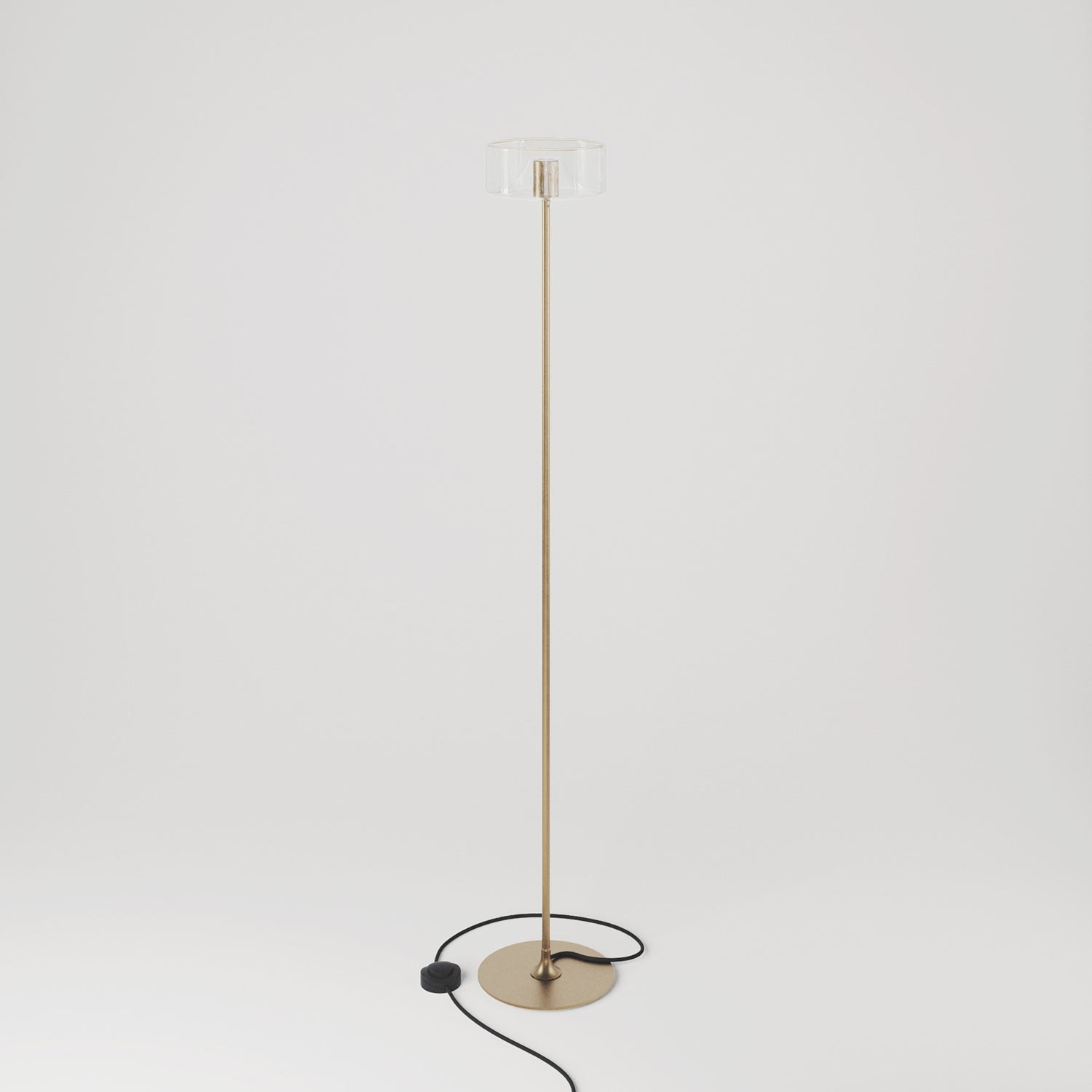 MAG-Y floor lamp with roundmetal base and transparent Ghost bulb